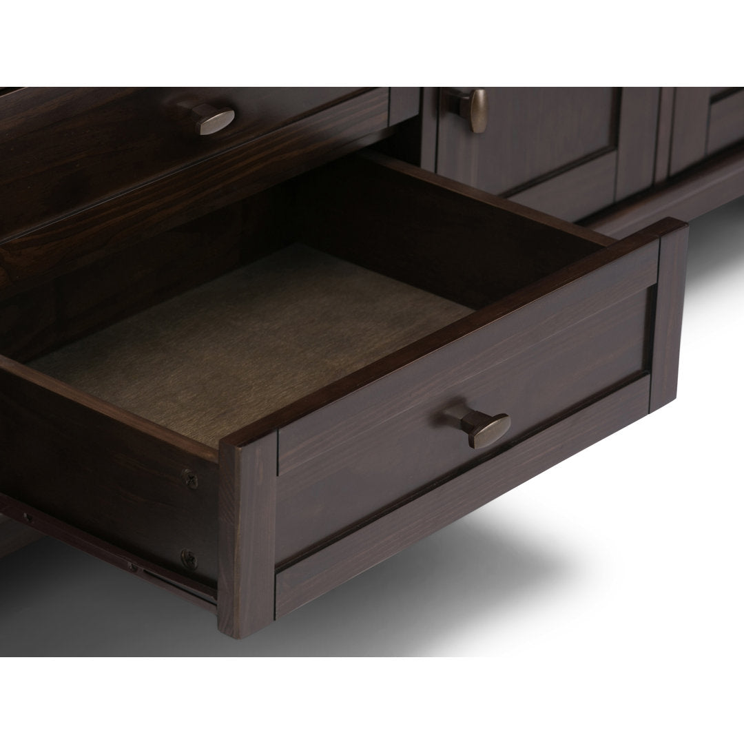 Warm Shaker SOLID WOOD 72 inch TV Media Stand  For TVs up to 80 inches Simpli Home Color: Tobacco Brown