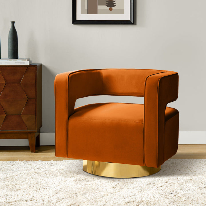 Aysha Velvet Swivel Barrel Chair Willa Arlo™ Interiors Fabric: Orange Velvet