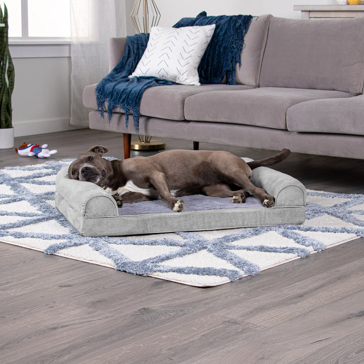 Quilted Orthopedic Bolster Sofa Pet Bed FurHaven Color: Smoke Gray Size: Large (36" W x 27" D x 6.5" H)