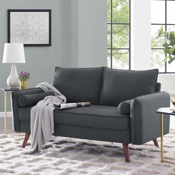 Modway Revive Upholstered Fabric Loveseat Modway Upholstery Color: Gray Performance Velvet