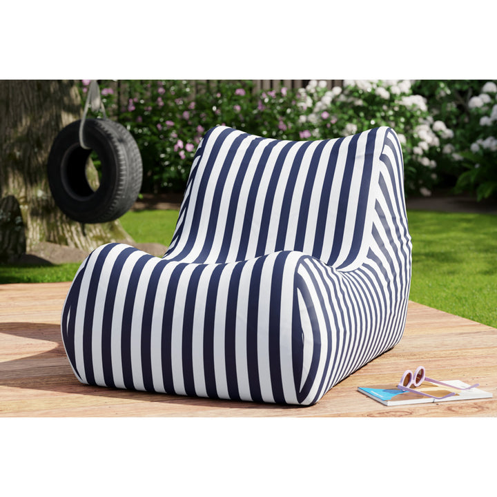 Ponce Outdoor Medium Bean Bag Chair & Lounger Jaxx Fabric Type: Navy/White Striped Sunbrella