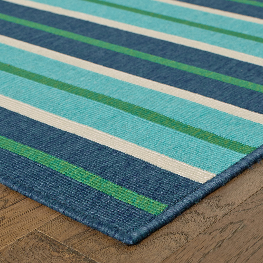 Deltana Striped Blue/Green Indoor/Outdoor Area Rug Lark Manor™ Rug Size: Rectangle 7'10" x 10'10"