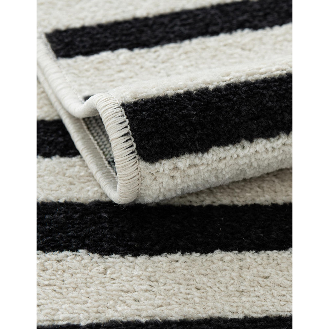 Arzilla Striped Ivory/Black Area Rug Wade Logan® Rug Size: Rectangle 2'2" x 3'1"