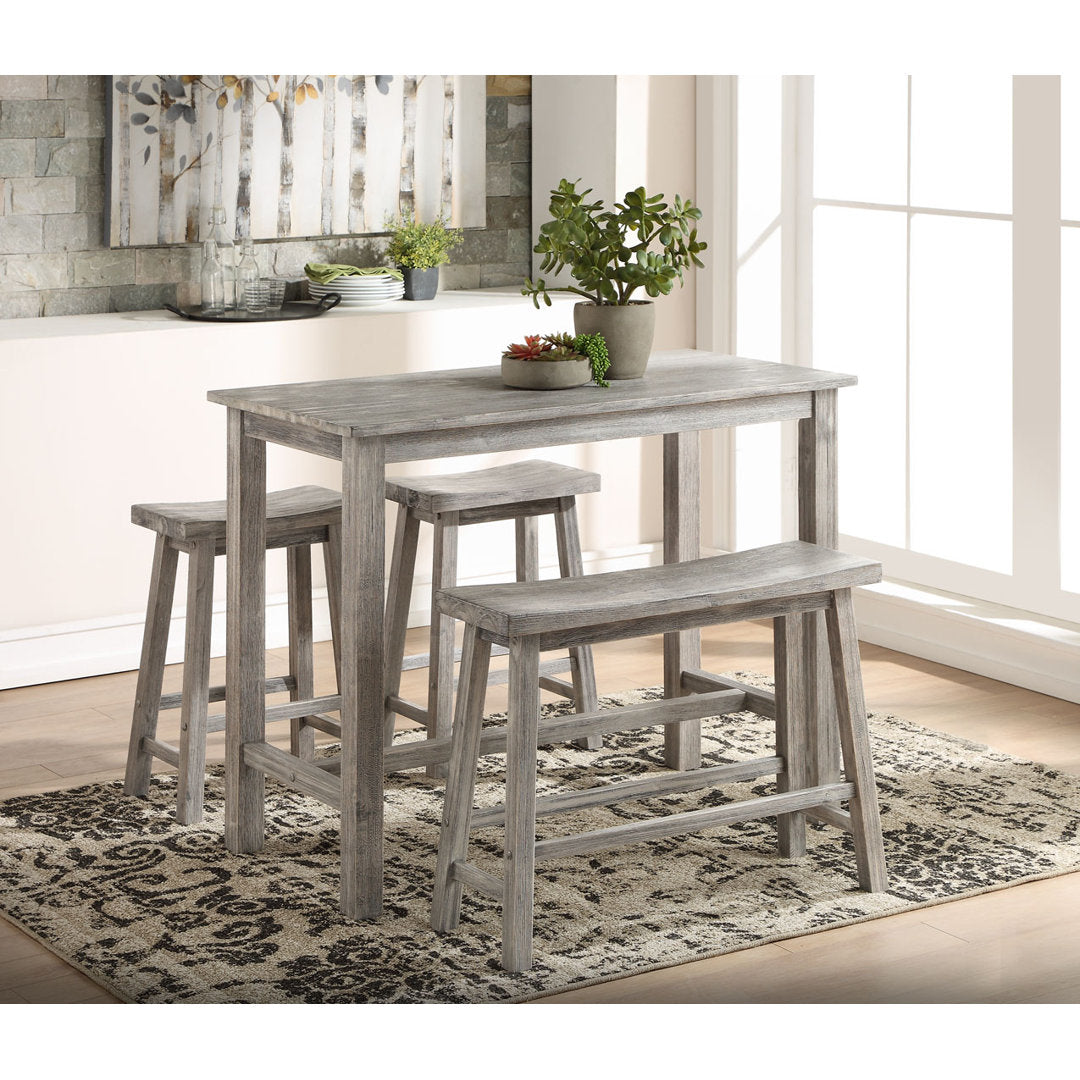 Colynn 4 - Person Counter Height Rubberwood Solid Wood Dining Set Dakota Fields Color: Storm Gray Wire-Brush