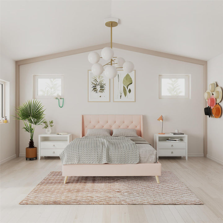 Her Majesty Tufted Upholstered Low Profile Platform Bed Novogratz Color: Pink Size: Full