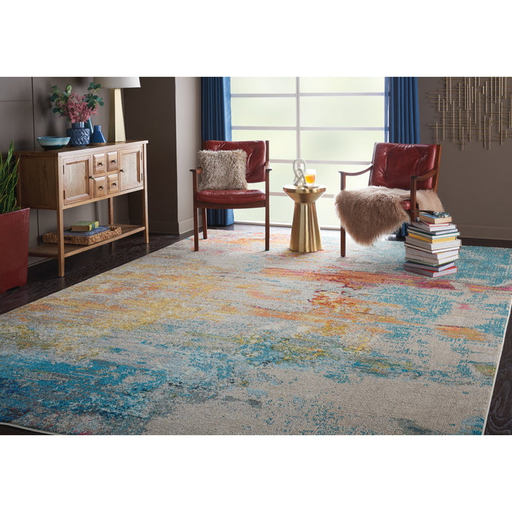 Adrihana Abstract Blue/Yellow Area Rug Williston Forge Rug Size: Rectangle 6'7" x 9'7"