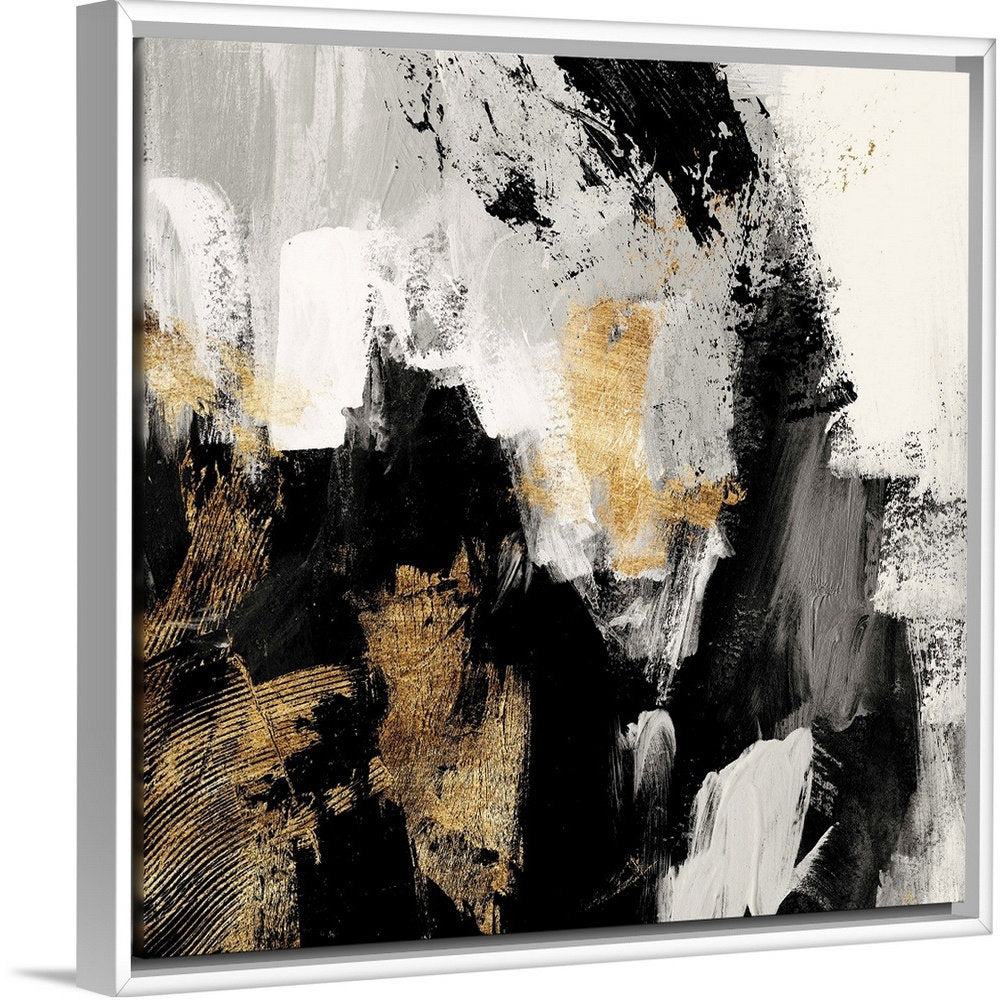 Neutral Gold Collage I by Victoria Borges - Painting Print on Canvas Ivy Bronx Size: 26" H x 26" W x 1.75" D Format: White Floater Framed