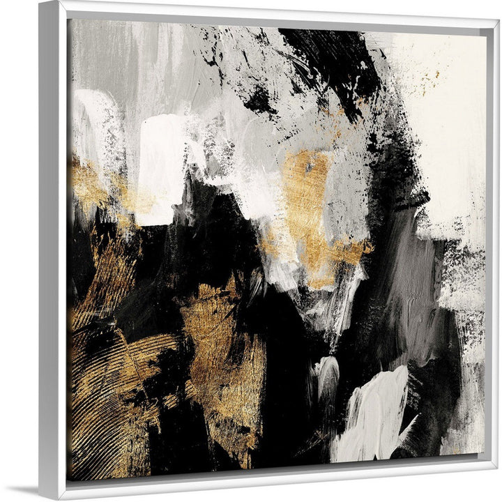 Neutral Gold Collage I by Victoria Borges - Painting Print on Canvas Ivy Bronx Size: 26" H x 26" W x 1.75" D Format: White Floater Framed