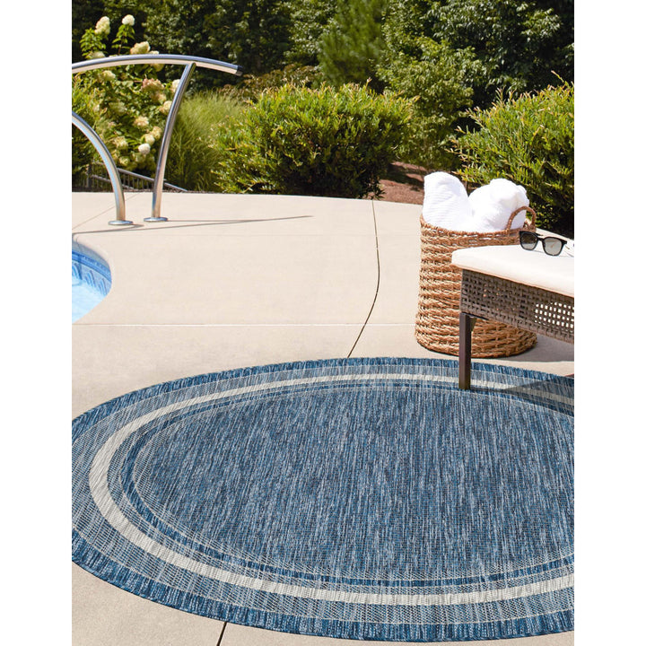 Swanee Blue Indoor / Outdoor Area Rug Arlmont & Co. Rug Size: Round 7'10"