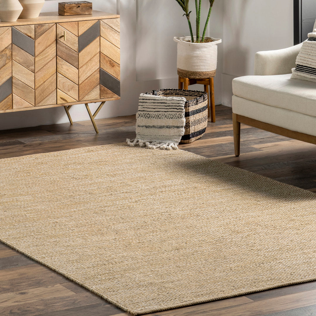 Parnell Farmhouse Eco-friendly Handmade Soft Cotton Tan Rug Union Rustic Rug Size: Rectangle 9'6" x 13'6"