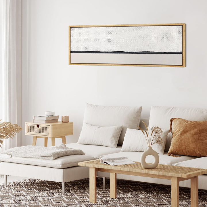 Geometric Line Minimal Landscape Minimalist Dotted Horizon Line In Monochrome Framed Print IDEA4WALL Size: 20" H x 60" W x 1.5" D