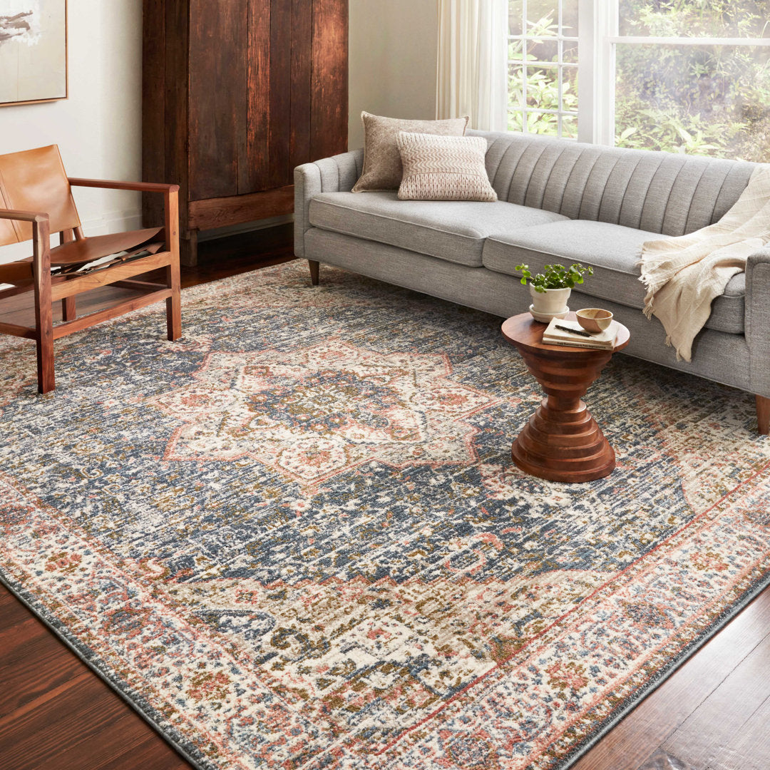 Worchester Oriental Navy/Red Area Rug Bungalow Rose Rug Size: Rectangle 6'7" x 9'3"