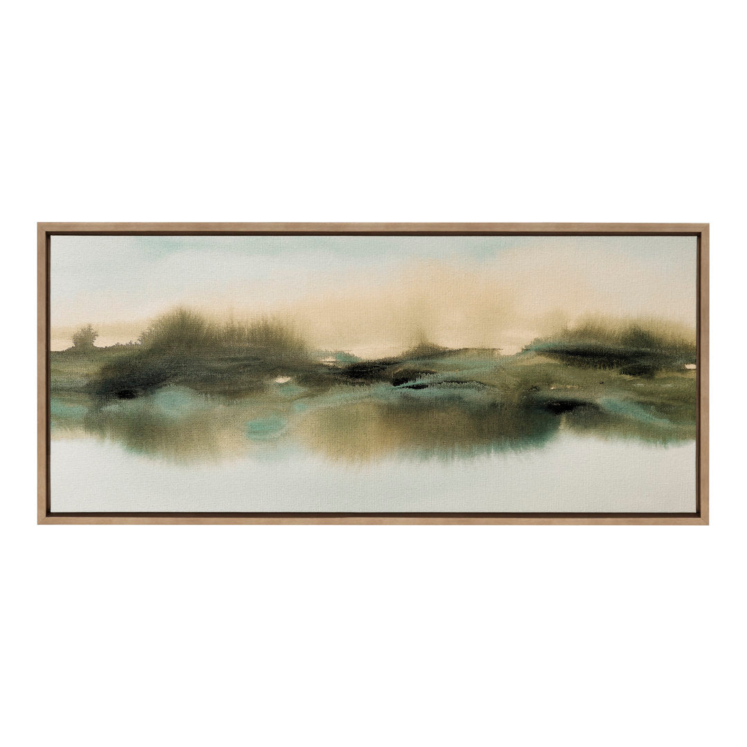 Soft Abstract Watercolor Landscape by Amy Lighthall - Floater Frame Print on Canvas Wildon Home® Frame Color: Gold Size: 18" H x 40" W x 1.6" D