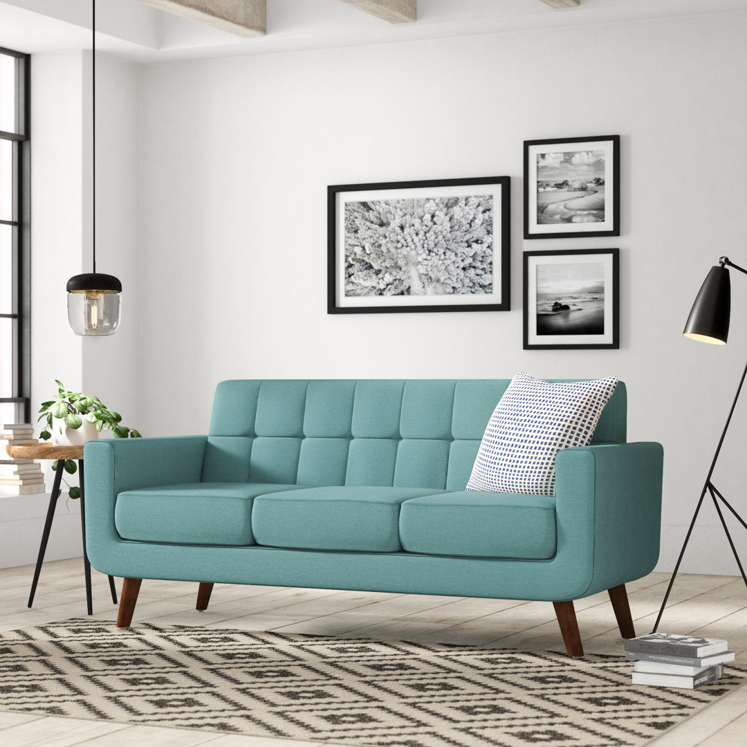 Zohaib 70.5" Square Arm Sofa George Oliver Fabric: Linen Blend Eton Blue