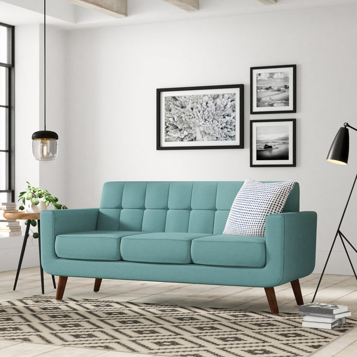 Zohaib 70.5" Square Arm Sofa George Oliver Fabric: Linen Blend Eton Blue