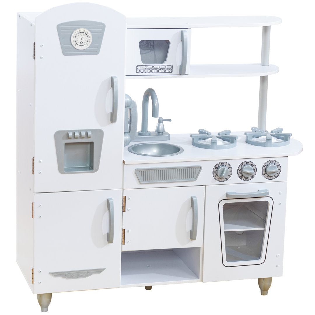 Vintage Wooden Play Kitchen with Ice Maker and Play Phone KidKraft Color: White