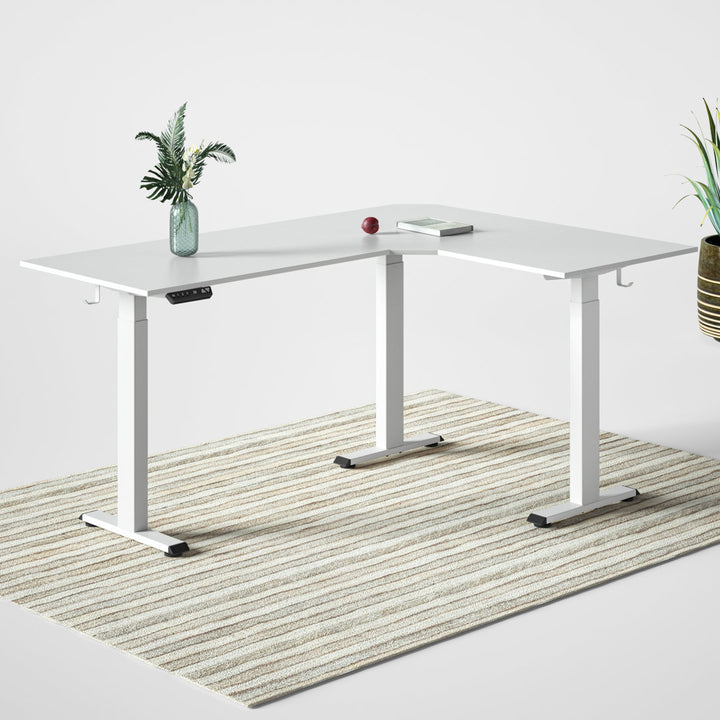 Juilo Height Adjustable L-Shape Standing Desk Inbox Zero