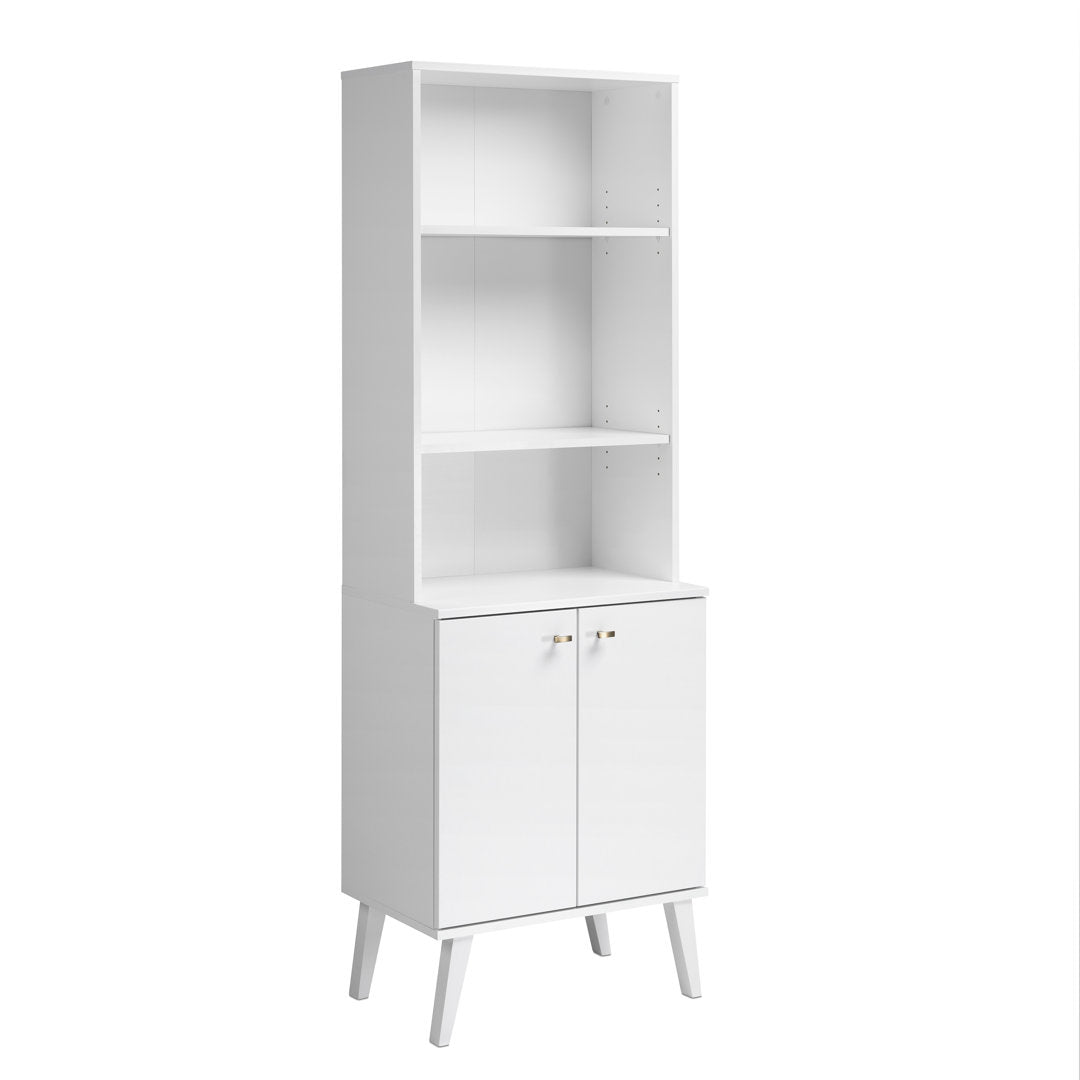 Guthmar Mid-Century Modern Tall Bookcase With Adjustable Shelves George Oliver Color: White
