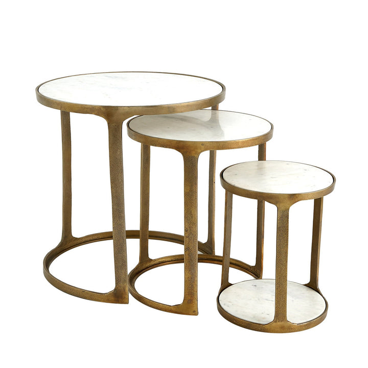3 Piece Marble Top Nesting Table Set-Brass Global Views