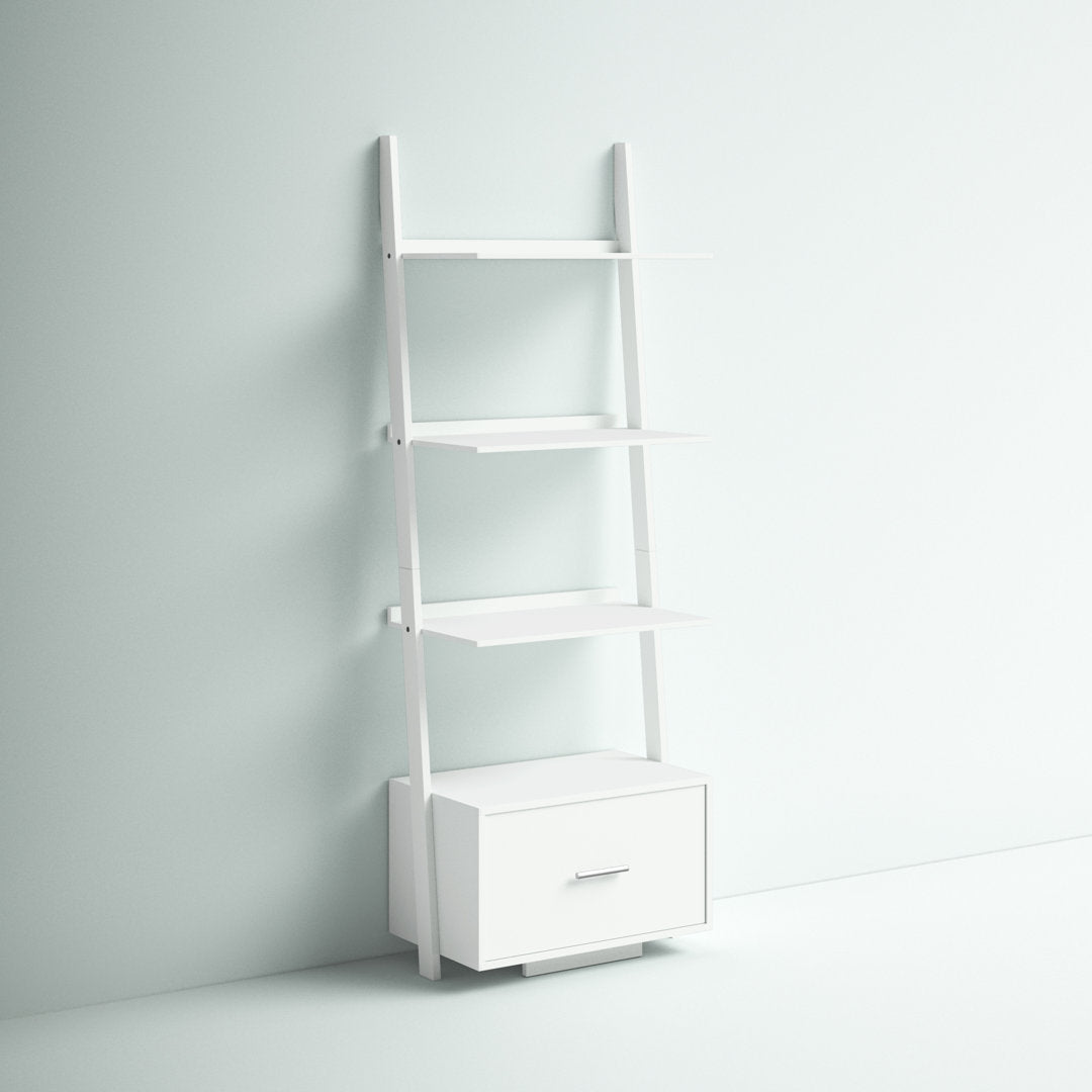 69'' H x 24.75'' W Solid Wood Ladder Bookcase Ebern Designs Color: White