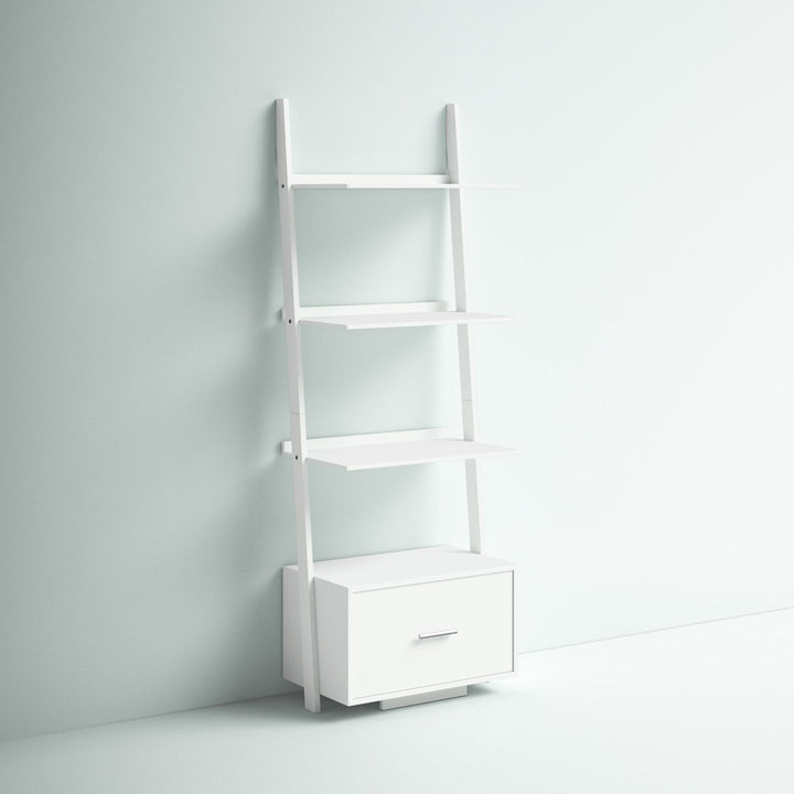 69'' H x 24.75'' W Solid Wood Ladder Bookcase Ebern Designs Color: White