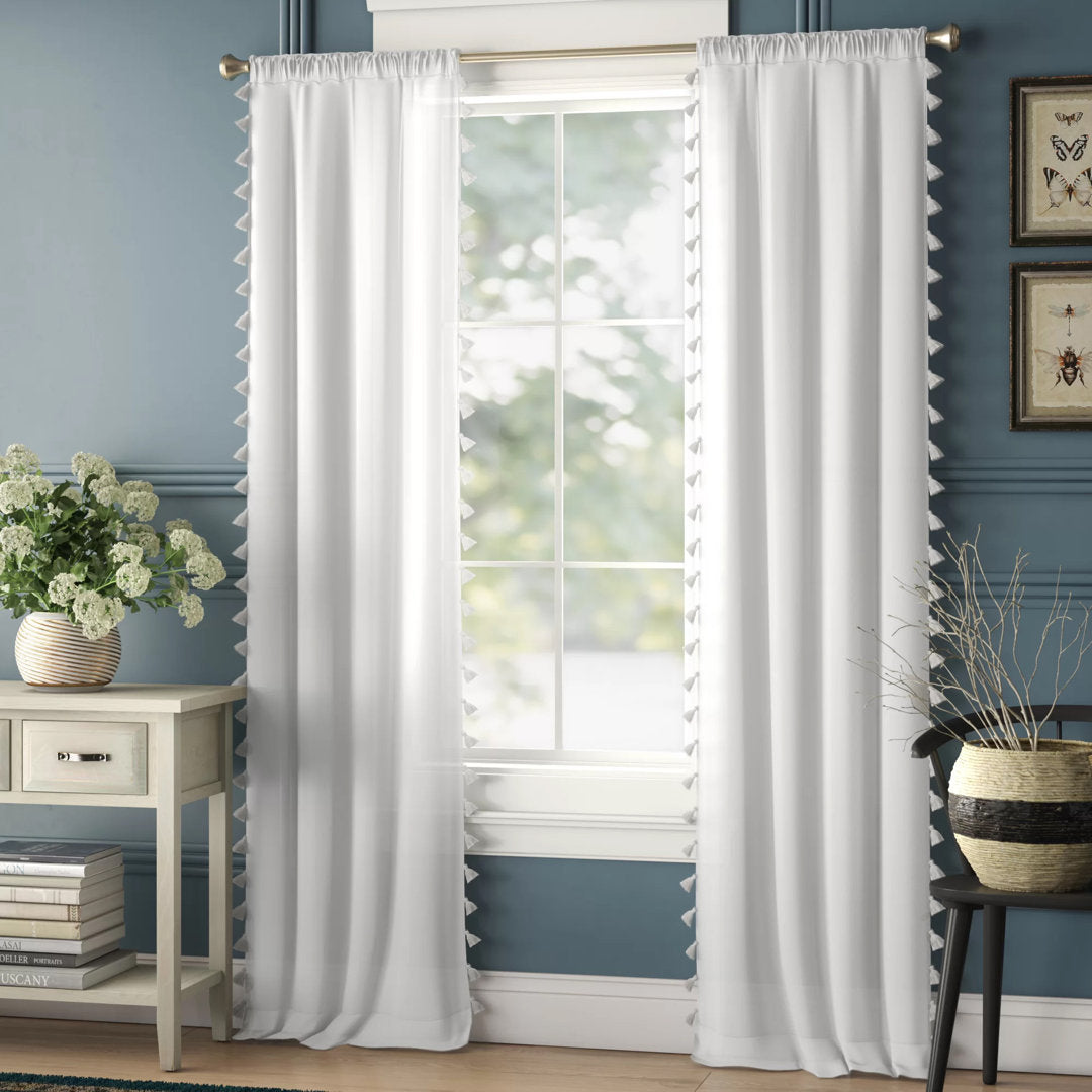 Brackett 100% Cotton Solid Semi-Sheer Rod Pocket Single Curtain Panel Dakota Fields Curtain Color: White