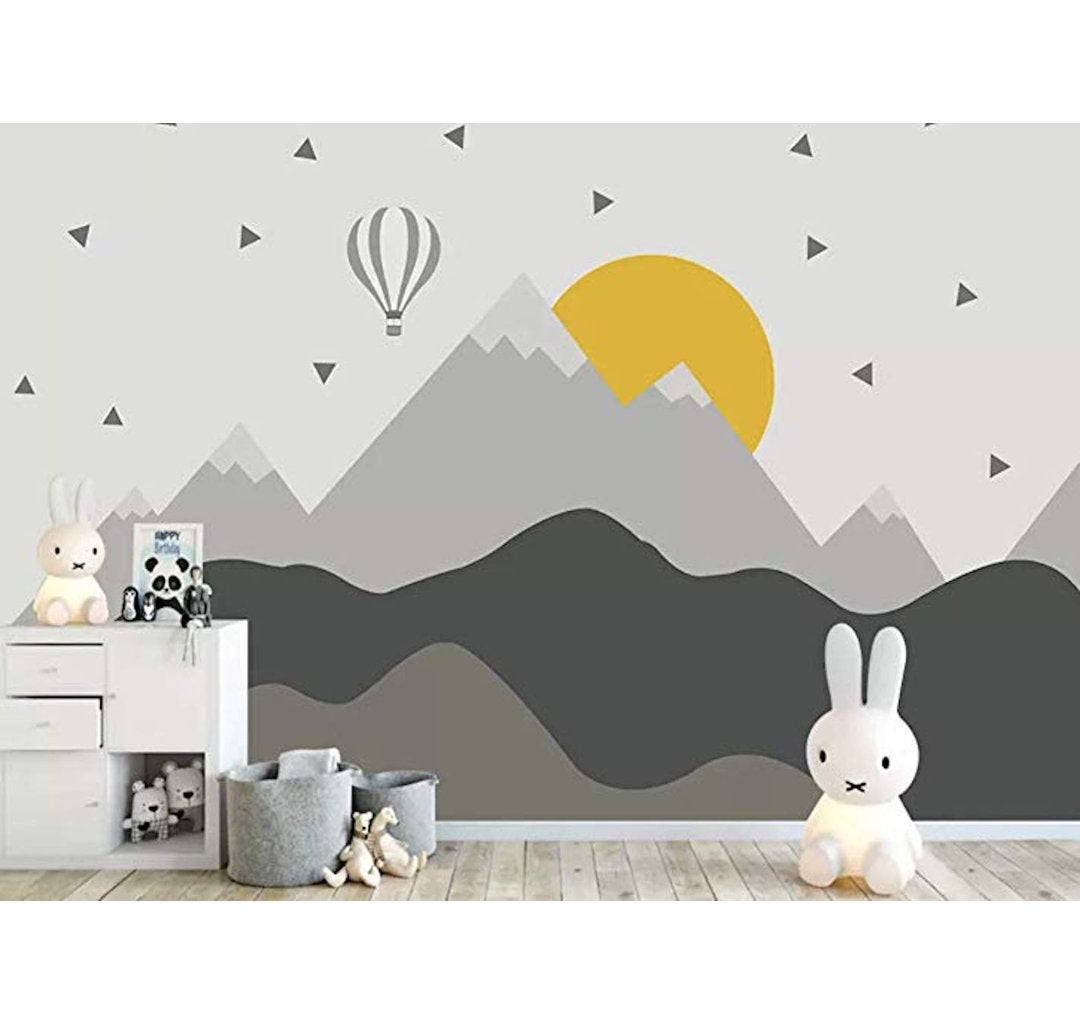 Aitken Peel And Stick Hot Air Balloon Kids Mountain Wallpaper Redwood Rover Size: 4" W x 72" L