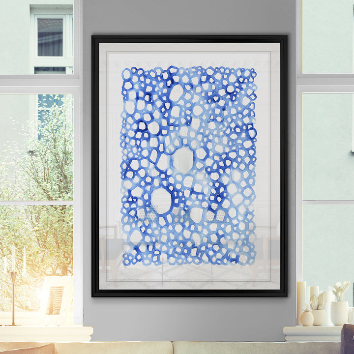 Indigo Plexus I' Print on Canvas Highland Dunes Size: 26.5" H x 36.5" W x 1.5" D Format: Black Framed