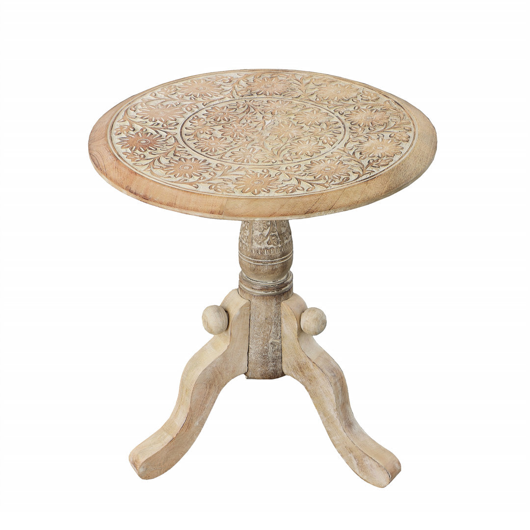 Solid Wood Pedestal End Table Bungalow Rose