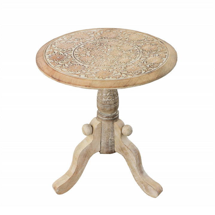 Solid Wood Pedestal End Table Bungalow Rose