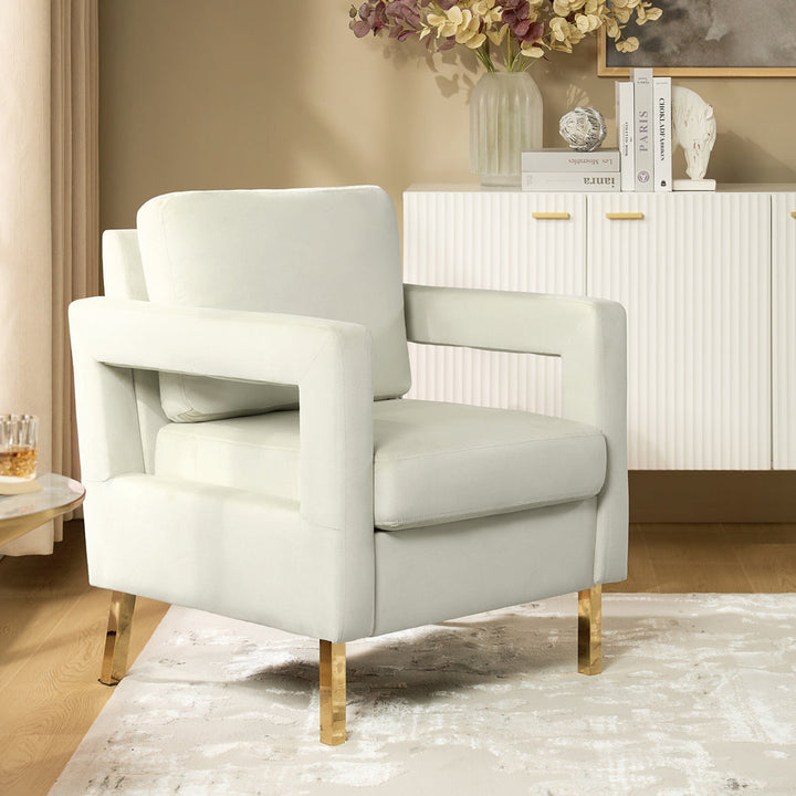 Clayne Velvet Armchair Etta Avenue™ Fabric: Ivory Velvet