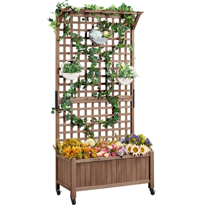 Handmade 72″ H × 35.5″ W Wood Planter Box with Trellis Arlmont & Co. Color: Dark Brown