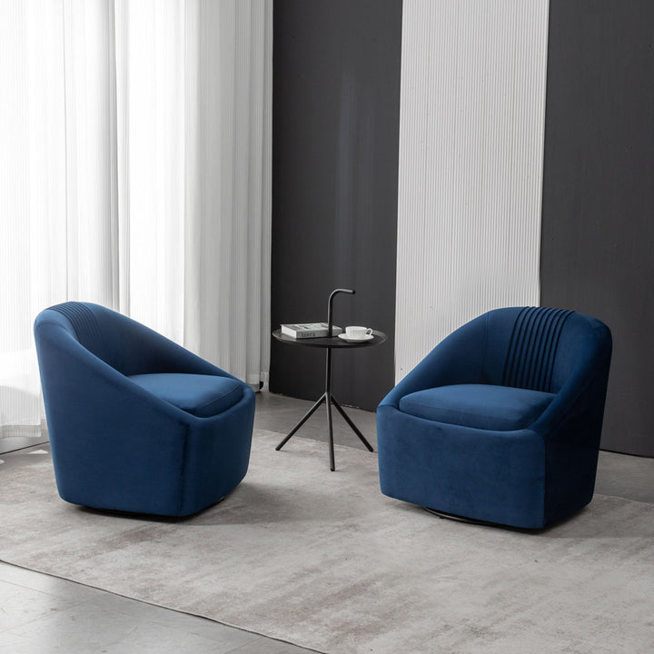Arrun 28" W Velvet Swivel Barrel Chair (Set of 2) Wade Logan® Fabric: Blue Velvet