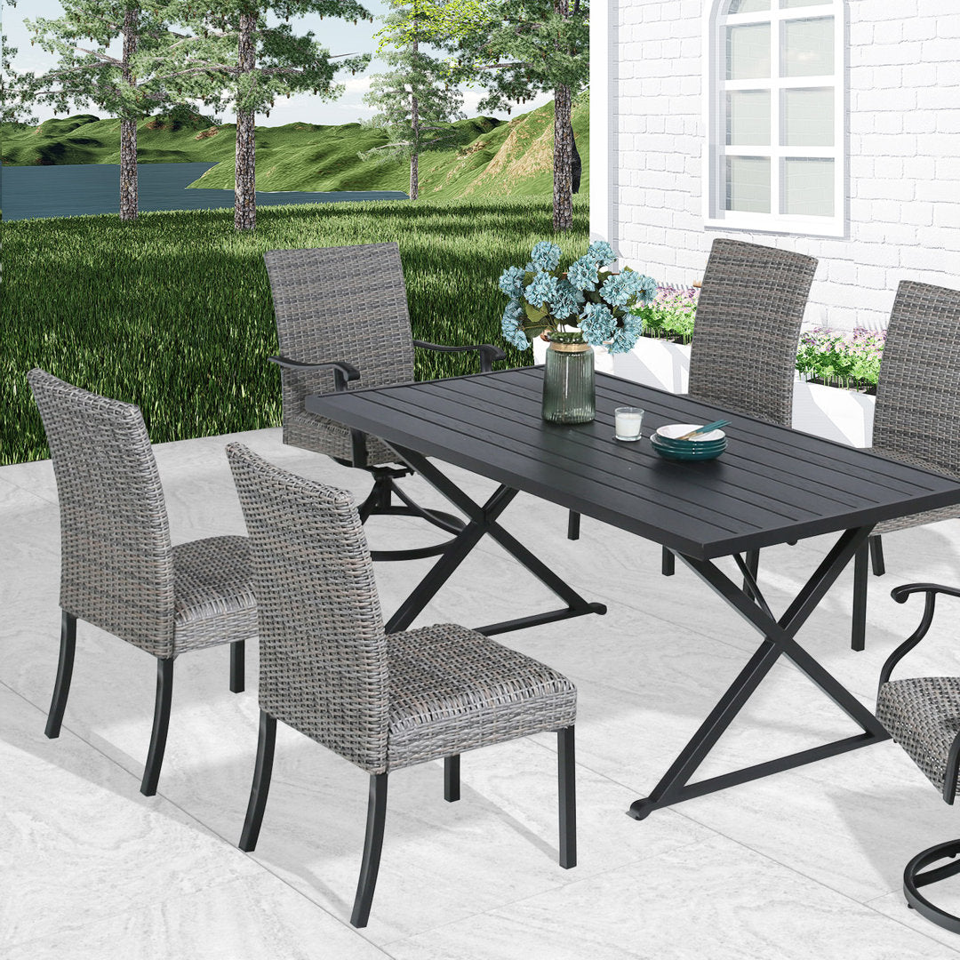 Alphild Rattan Patio Dining Side Chair (Set of 2) Lark Manor™