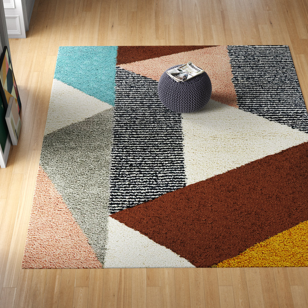 Satterlee Geometric Orange/Gray/Brown Area Rug Mercury Row® Rug Size: Rectangle 7'10" x 10'