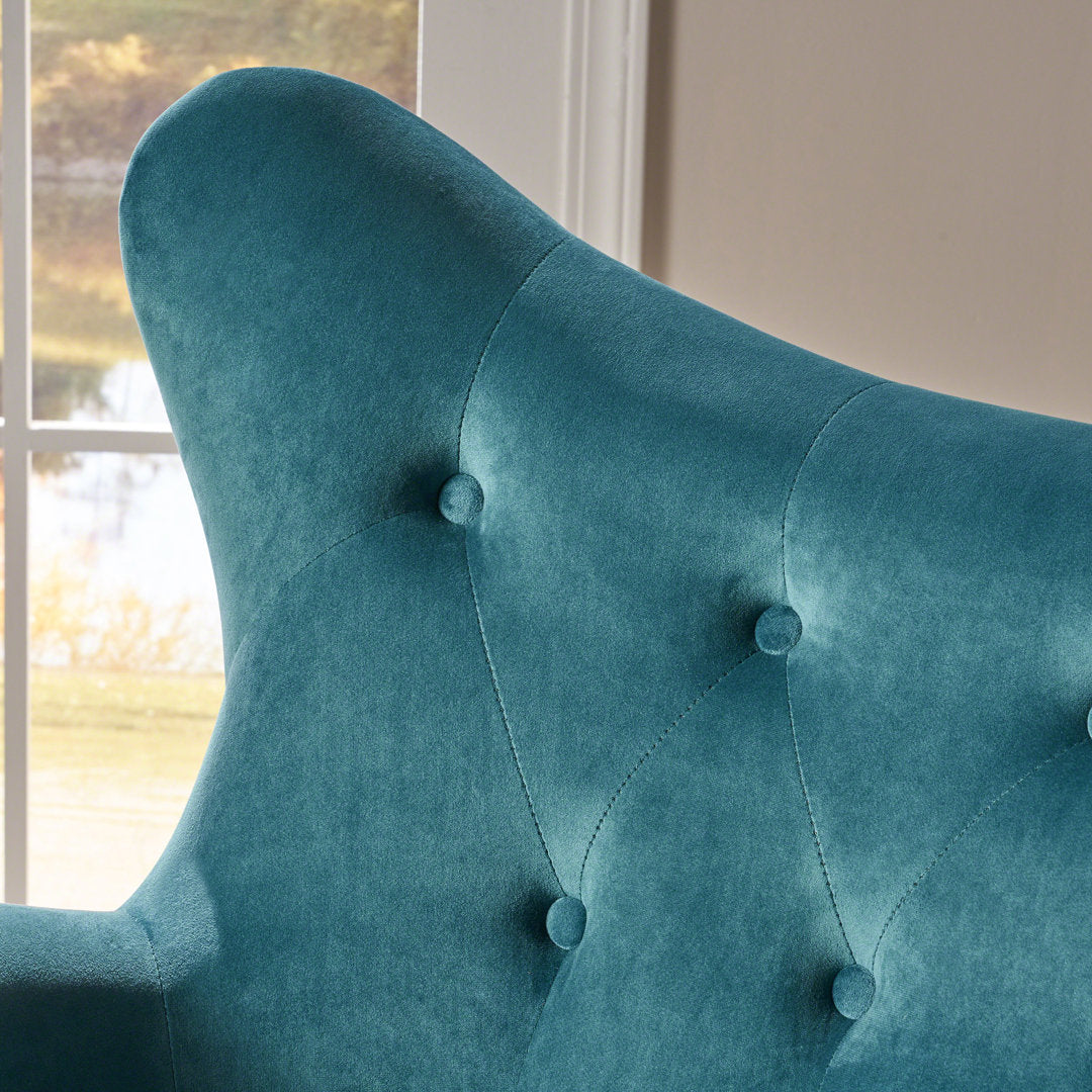 Danney 30'' Wide Tufted Velvet Wingback Chair House of Hampton® Fabric: Dark Teal Velvet