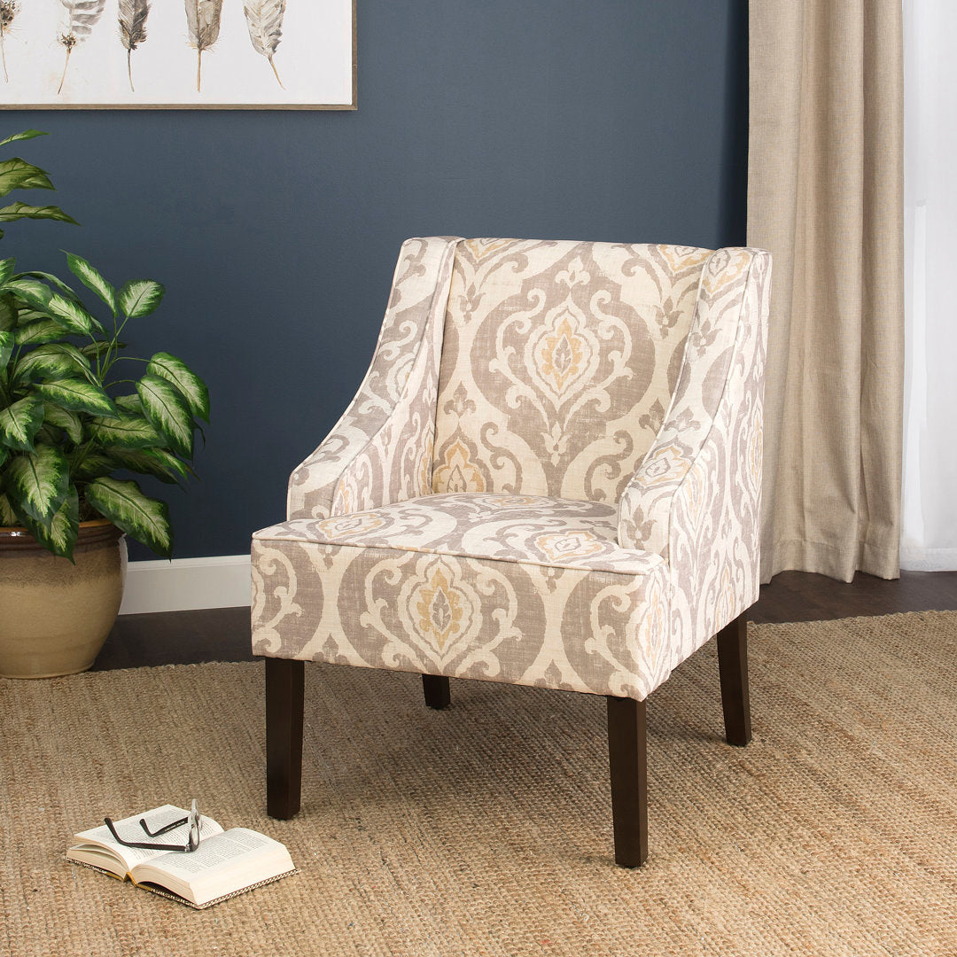Adona Accent Chair Mistana™ Fabric: Tan/ Yellow/ Cream Damask  100% Cotton