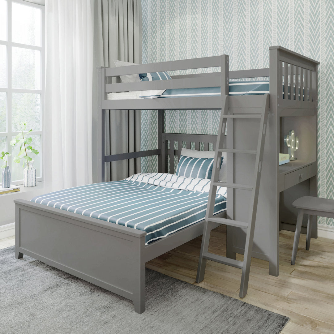 Buhr Twin Over Full Solid Wood L-Shaped Bunk Beds with Built-in-Desk Viv + Rae™ Bed Frame Color: Gray