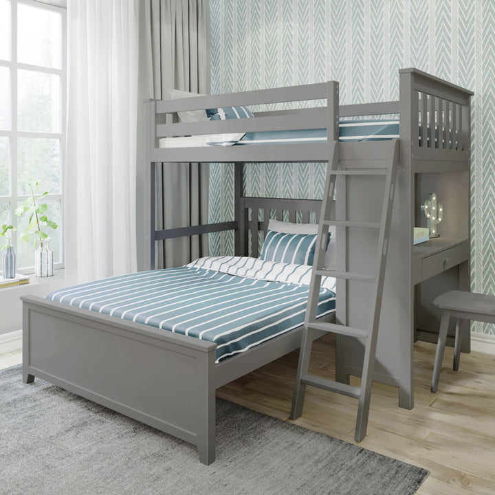Buhr Twin Over Full Solid Wood L-Shaped Bunk Beds with Built-in-Desk Viv + Rae™ Bed Frame Color: Gray