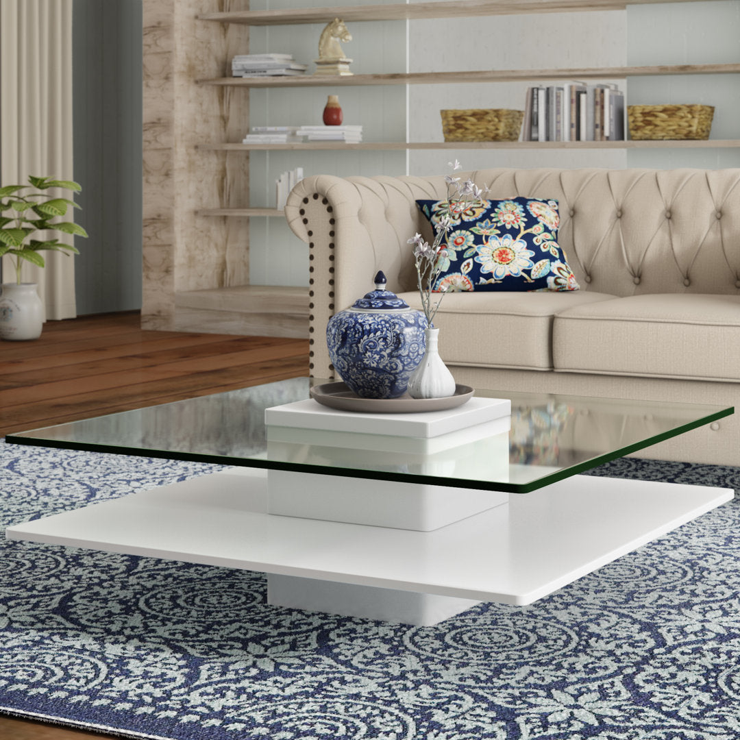 Aser Pedestal Coffee Table Wade Logan® Color: White