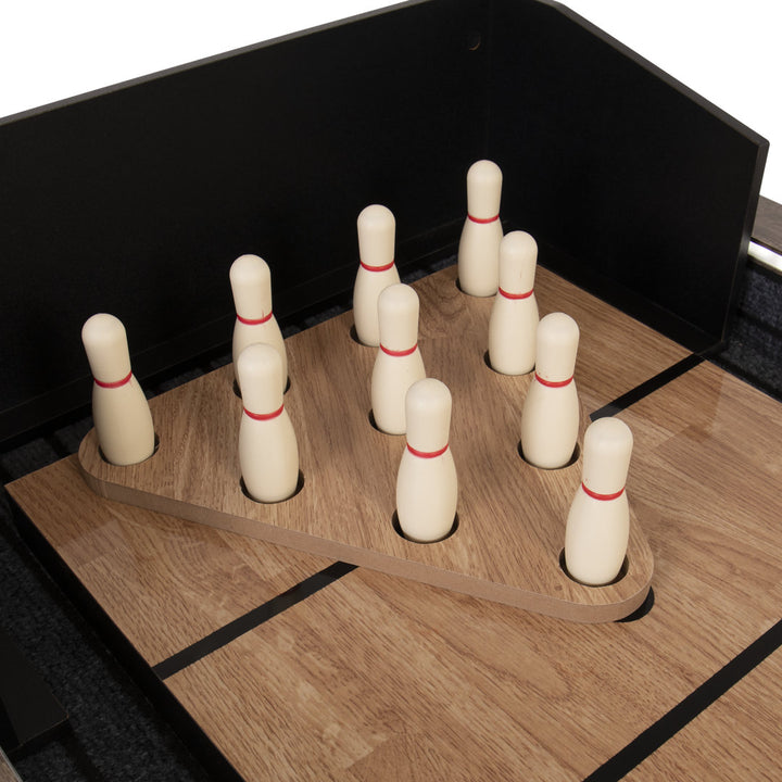 American Legend Kirkwood 9' LED Shuffleboard Table with Bonus Bowling Game American Legend