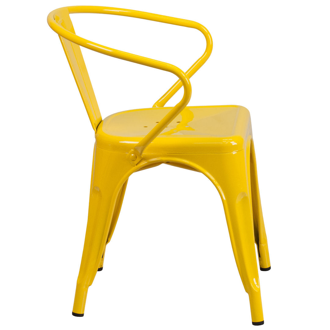 Hucheson Metal Indoor-Outdoor Chair with Arms Flash Furniture Seat Finish: Yellow
