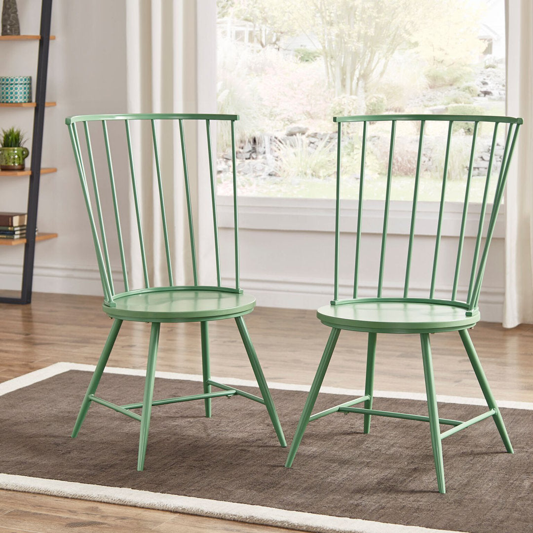 Kennamer Metal Slat Back Side Chair (Set of 2) Laurel Foundry Modern Farmhouse® Color: Green Meadow