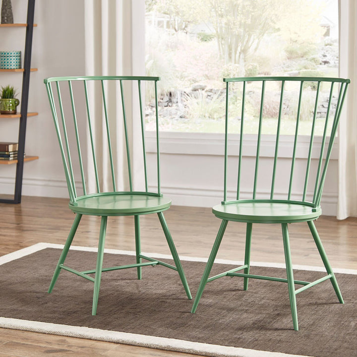 Kennamer Metal Slat Back Side Chair (Set of 2) Laurel Foundry Modern Farmhouse® Color: Green Meadow