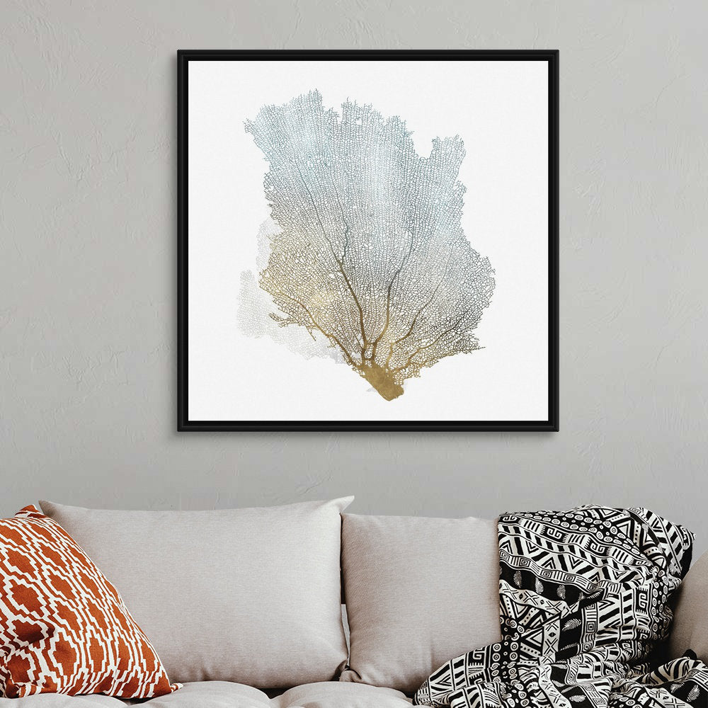 Delicate Coral I by Isabelle Z - Painting Print on Canvas Beachcrest Home™ Size: 38" H x 38" W x 1.75" D Format: Black Floater Framed Canvas