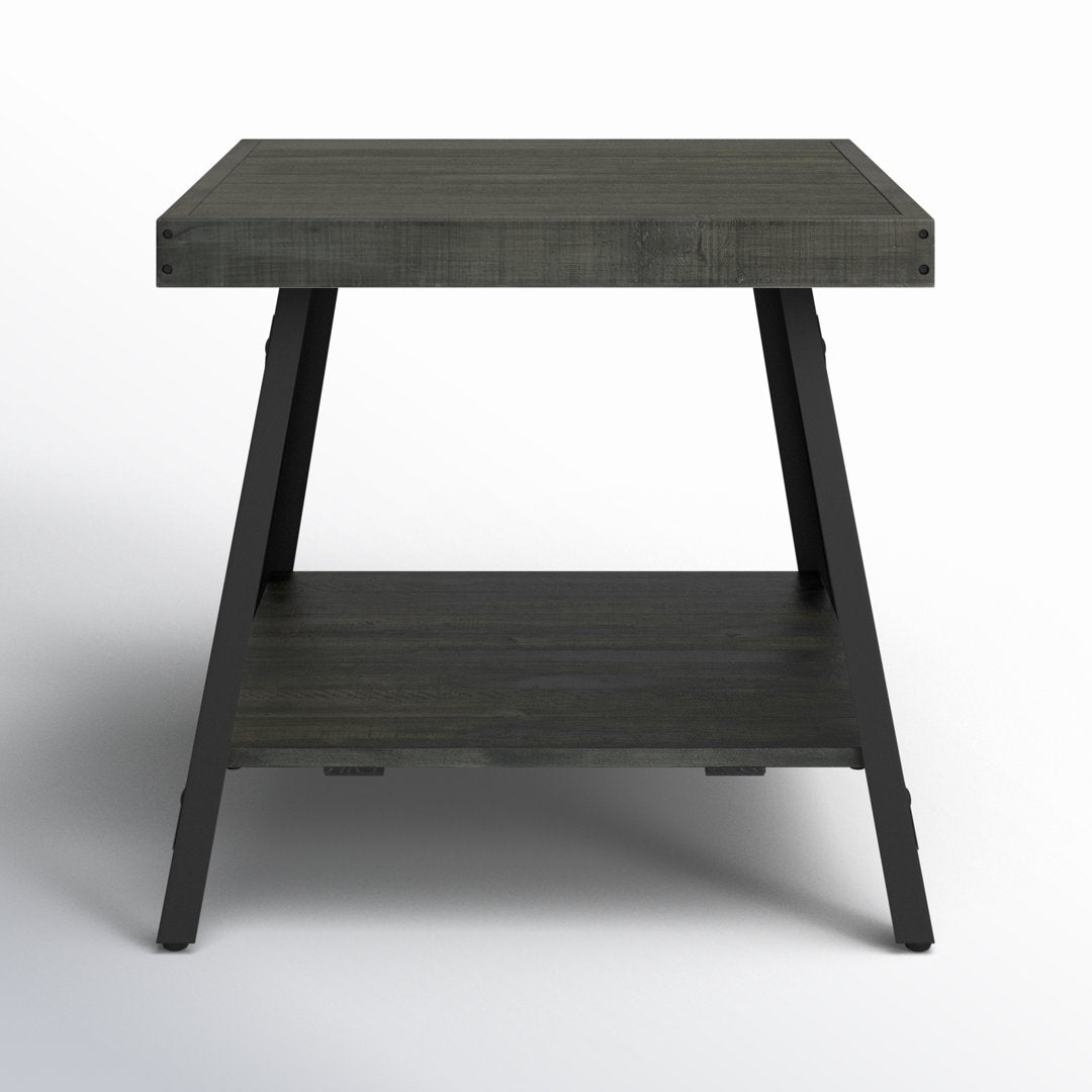 Laguna Solid Wood End Table with Storage Sand & Stable™ Color: Gray