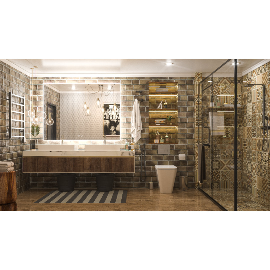 Adorna LED Backlit Frameless Lighted Bathroom Vanity Mirror Wall Mirror Dimmable Anti Fog Orren Ellis Size: 36" x 48"