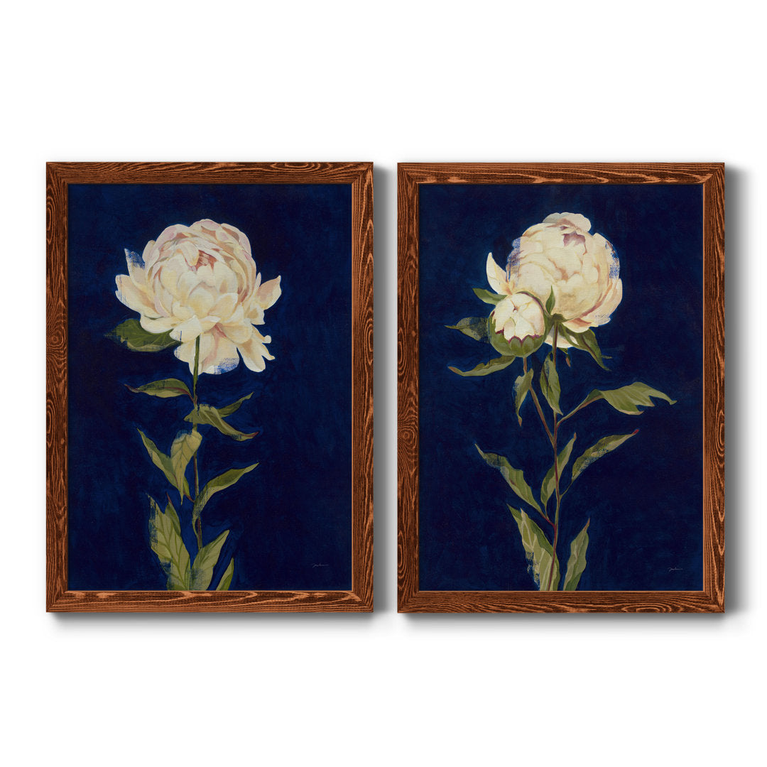 PRETTY AS A PEONY I - 2 Piece Picture Frame Print Set on Canvas Lark Manor™ Frame Color: Maple Framed Size: 37.5" H x 55" W x 1.5" D