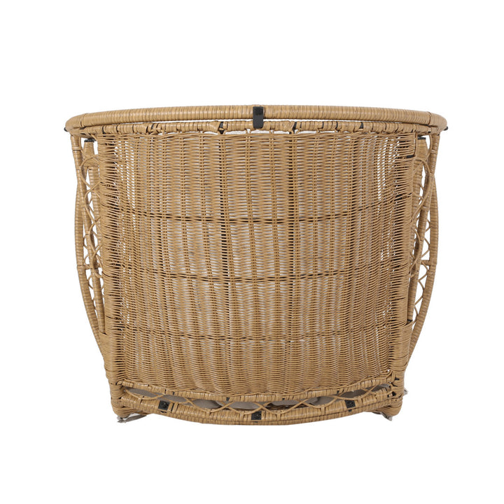 Outdoor Standing Basket Patio Chair with Cushions Bayou Breeze Frame Color: Light Brown, Cushion Color: Beige