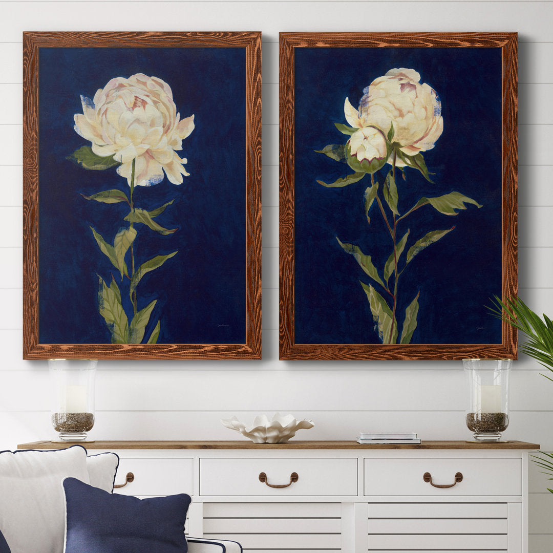 PRETTY AS A PEONY I - 2 Piece Picture Frame Print Set on Canvas Lark Manor™ Frame Color: Maple Framed Size: 37.5" H x 55" W x 1.5" D